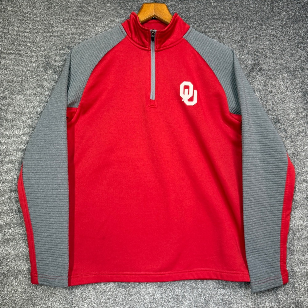 Oklahoma Sooners Pullover 1/4 Zip Mens S Rivalry Threads Red Grey OU